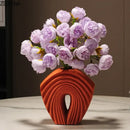 Modern orange geometric ceramic vase living room sculptural decor