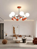 Modern orange & white glass pendant lamp – living room chandelier