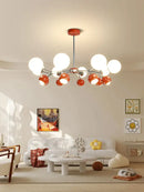Modern orange & white glass pendant lamp – living room chandelier