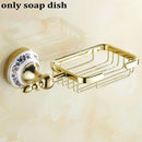 Modern ornate gold and white porcelain bath hardware set bathroom