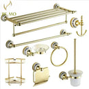 Modern ornate gold and white porcelain bath hardware set bathroom