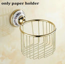 Modern ornate gold and white porcelain bath hardware set bathroom