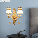 DecorBites™ Modern Frosted Glass Bell Shade Wall Sconce with Gold Carved Backplate
