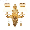 DecorBites™ Modern Frosted Glass Bell Shade Wall Sconce with Gold Carved Backplate