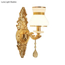 DecorBites™ Modern Frosted Glass Bell Shade Wall Sconce with Gold Carved Backplate