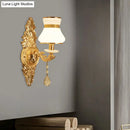 DecorBites™ Modern Frosted Glass Bell Shade Wall Sconce with Gold Carved Backplate