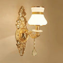 DecorBites™ Modern Frosted Glass Bell Shade Wall Sconce with Gold Carved Backplate