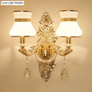 DecorBites™ Modern Frosted Glass Bell Shade Wall Sconce with Gold Carved Backplate
