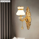DecorBites™ Modern Frosted Glass Bell Shade Wall Sconce with Gold Carved Backplate
