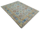 Silver and Mustard Traditional Hand Knotted Custom Made Wool Area Rug