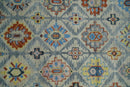 Silver and Mustard Traditional Hand Knotted Custom Made Wool Area Rug