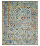 Silver and Mustard Traditional Hand Knotted Custom Made Wool Area Rug