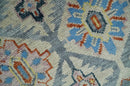 Silver and Mustard Traditional Hand Knotted Custom Made Wool Area Rug