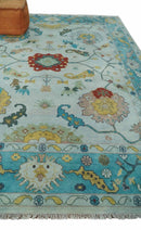 Modern Oushak 9x12 Hand Knotted Persian Blue, Red and Gold Colorful Wool Area Rug | TRDCP835912