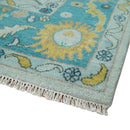Modern Oushak 9x12 Hand Knotted Persian Blue, Red and Gold Colorful Wool Area Rug | TRDCP835912