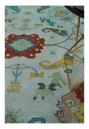 Modern Oushak 9x12 Hand Knotted Persian Blue, Red and Gold Colorful Wool Area Rug | TRDCP835912