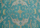 Modern Oushak Hand Knotted 8x10 Persian Blue and Silver Antique Wool Area Rug | TRDCP912810
