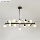 DecorBites™ Modern Oval Shade Island Light - 8/12 Lights Glass Suspension Light in Black/White