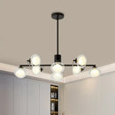 DecorBites™ Modern Oval Shade Island Light - 8/12 Lights Glass Suspension Light in Black/White