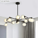 DecorBites™ Modern Oval Shade Island Light - 8/12 Lights Glass Suspension Light in Black/White