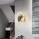 Modern oval crystal wall lamp for bedroom with abstract filament