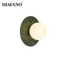 Modern oval green marble wall lamp living room sconce