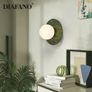 Modern oval green marble wall lamp living room sconce