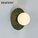 Modern oval green marble wall lamp living room sconce