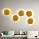 Modern oval led wooden wall lamp bedroom natural grain light
