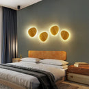 Modern oval led wooden wall lamp bedroom natural grain light