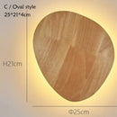 Modern oval led wooden wall lamp bedroom natural grain light
