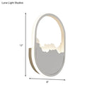 DecorBites™ Modern Oval Wall Mount LED Stairway Sconce Lamp in White with Cracked Design
