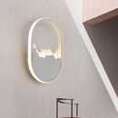 DecorBites™ Modern Oval Wall Mount LED Stairway Sconce Lamp in White with Cracked Design
