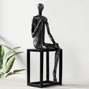Modern oxidized silver abstract thinkers sculpture living room decor