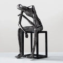 Modern oxidized silver abstract thinkers sculpture living room decor