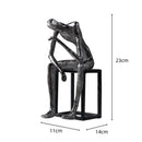 Modern oxidized silver abstract thinkers sculpture living room decor
