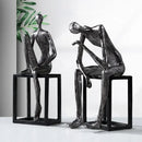 Modern oxidized silver abstract thinkers sculpture living room decor