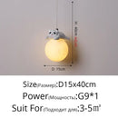 Modern panda bear bedroom wall lamp white glass pendant light