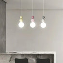 Modern pastel cream nordic led pendant light bedroom glass lamp