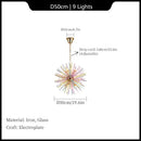 Modern pastel glass dandelion pendant lamp dining room gold frame