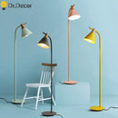 Modern pastel iron macaron floor lamp for living room wood accents