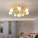 Modern pastel spherical frost glass ceiling chandelier bedroom light