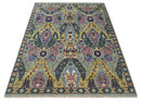 Hand knotted Green And Pink Traditional large design Custom Made wool Area Rug