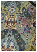 Hand knotted Green And Pink Traditional large design Custom Made wool Area Rug