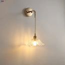 Modern petal clear glass led wall light bedroom brass sconce