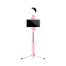 Modern pink circle led mirror selfie stick tripod – bedroom light
