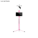 Modern pink circle led mirror selfie stick tripod – bedroom light