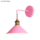 Modern pink conical metal wall sconce – hallway gray pink light