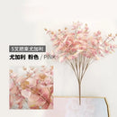 Modern pink eucalyptus flower arrangement living room glass vase