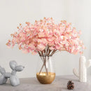 Modern pink eucalyptus flower arrangement living room glass vase